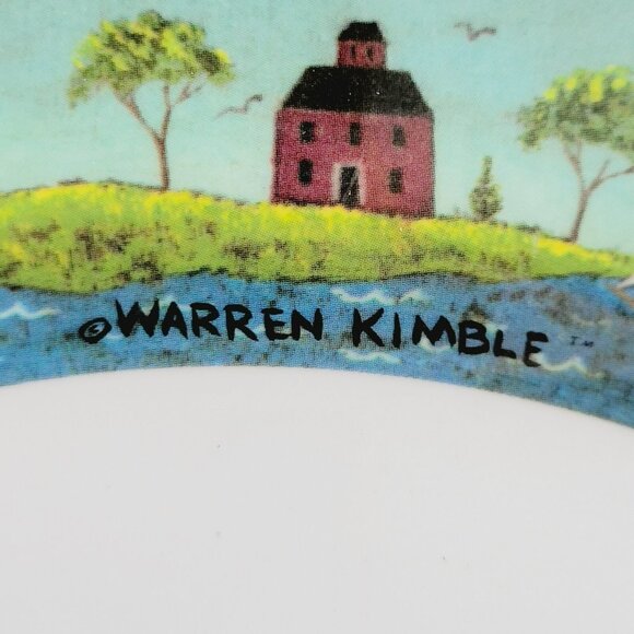 Coastal Breeze Plastic Salad Plate Set Lighthouse & Boat Warren Kimble Folk Art - Picture 3 of 12